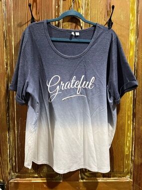 Cato Ombre 'Grateful' Scoop Neck Shirt- Blue to White